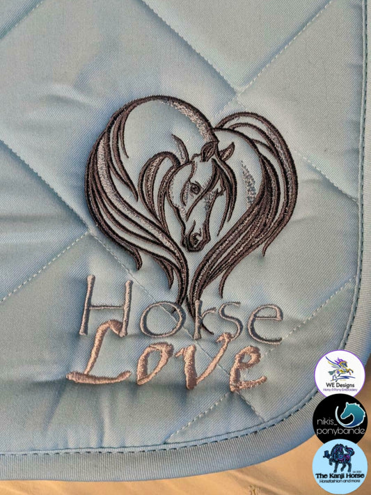 👑Working Equitation🦄 Schabracke "Horse Love" in Hellblau, WB, Dressur, neu