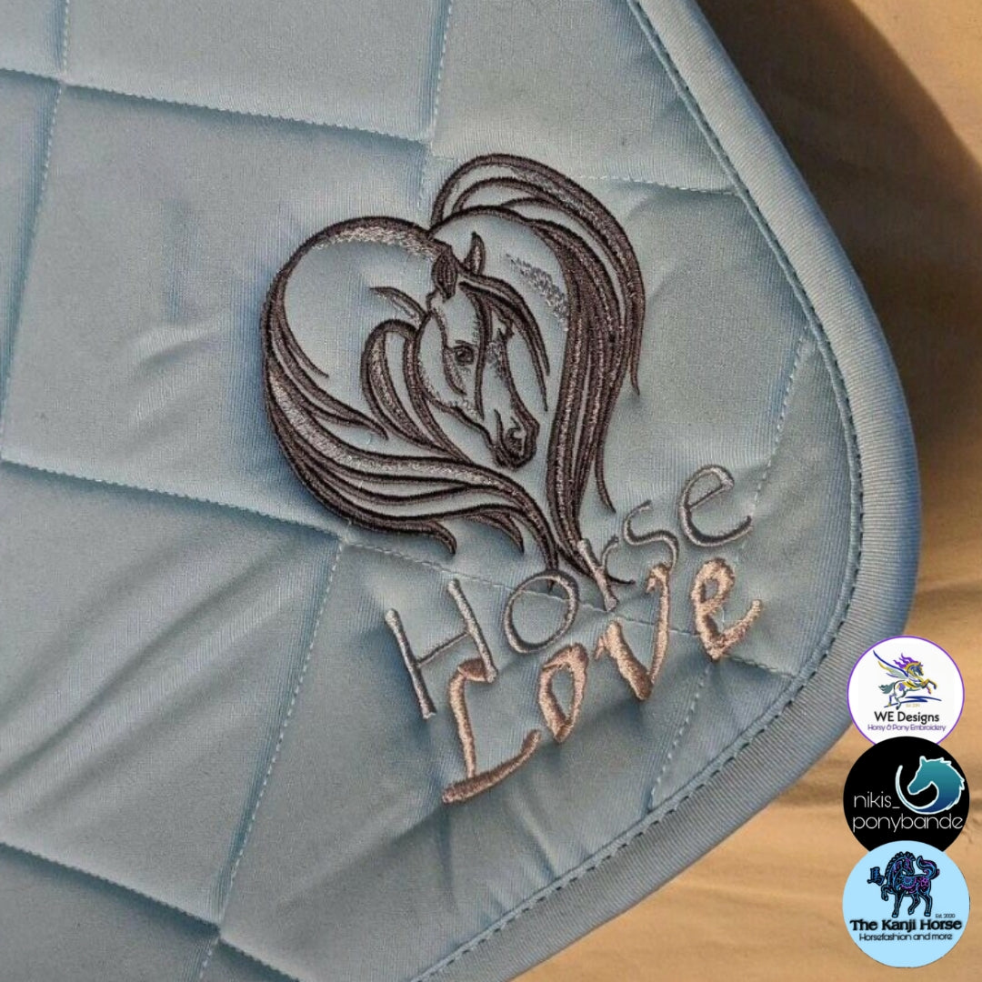 👑Working Equitation🦄 Schabracke "Horse Love" in Hellblau, WB, Dressur, neu